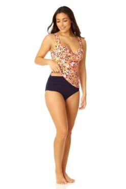 Anne Cole - Women's Retro Twist Front Underwire Tankini Swim Top -One-Pieces Store 23MT23421 MULT MYMB36001 NAVY 235 5