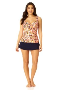 Anne Cole - Women's Retro Twist Front Underwire Tankini Swim Top -One-Pieces Store 23MT23421 MULT MYMB36001 NAVY 235 6