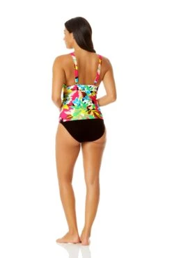 Anne Cole - Women's Easy Ring Tri Tankini Swim Top -One-Pieces Store 23MT24665 MULT MYMB36001 BLK 848 1