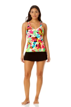 Anne Cole - Women's Easy Ring Tri Tankini Swim Top -One-Pieces Store 23MT24665 MULT MYMB36001 BLK 848 4