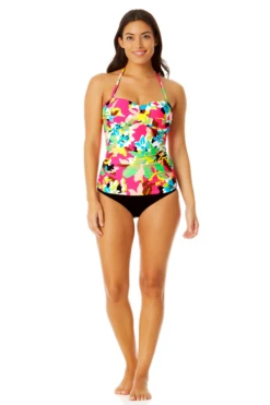 Anne Cole - Women's Twist Front Bandeaukini Swim Top -One-Pieces Store 23MT25065 MULT MYMB36001 BLK 864 1