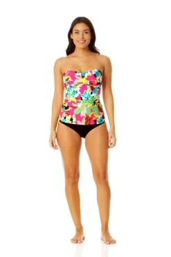 Anne Cole - Women's Twist Front Bandeaukini Swim Top -One-Pieces Store 23MT25065 MULT MYMB36001 BLK 864 3