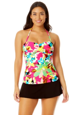 Anne Cole - Women's Twist Front Bandeaukini Swim Top -One-Pieces Store 23MT25065 MULT MYMB36001 BLK 864 6