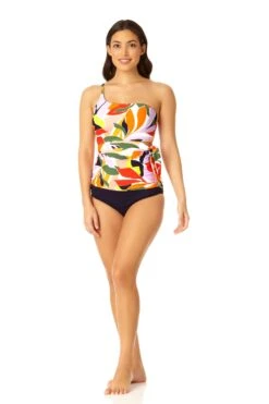 Anne Cole - Women's Asymmetrical Side Tie Tankini Swim Top -One-Pieces Store 23MT25310 MULT MYMB36001 NAVY 1042 5