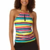 Anne Cole - Women's Center Tab High Neck Tankini Swim Top 2 Anne Cole - Women's Center Tab High Neck Tankini Swim Top -One-Pieces Store 23MT29584 MULT MYMB41401 BLK 2031 FRONT