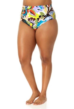 Anne Cole Plus - Women's Fold Over High Waist Shirred Bikini Swim Bottoms 8 Anne Cole Plus - Women's Fold Over High Waist Shirred Bikini Swim Bottoms -One-Pieces Store 23PB36061 MULT 0916