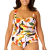 Anne Cole Plus - Women's Twist Front Shirred One Piece Swimsuit -One-Pieces Store 23PO00510 MULT 2516 1