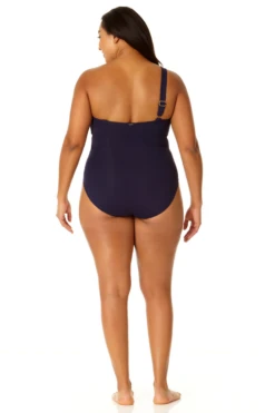 Anne Cole Plus - Ring Strap Asymmetric One Piece Swimsuit -One-Pieces Store 23PO02701 NAVY 1370 5