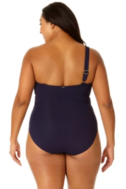 Anne Cole Plus - Ring Strap Asymmetric One Piece Swimsuit -One-Pieces Store 23PO02701 NAVY 1370 6