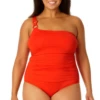 Anne Cole Plus - Ring Strap Asymmetric One Piece Swimsuit -One-Pieces Store 23PO02701 SPCE 1484 3