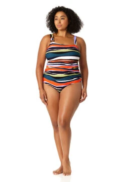Anne Cole Plus - Women's Ring Strap Asymmetric One Piece Swimsuit -One-Pieces Store 23PO02785 MULT 0424