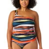 Anne Cole Plus - Women's Ring Strap Asymmetric One Piece Swimsuit -One-Pieces Store 23PO02785 MULT 0462 FRONT
