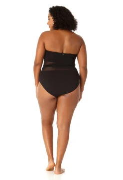 Anne Cole Plus - Women's Mesh Strapless One Piece Swimsuit -One-Pieces Store 23PO03301 BLK 0047