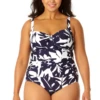 Anne Cole Plus - Women's Retro Twist Front Shirred One Piece Swimsuit -One-Pieces Store 23PO03918 NAWH 366 2