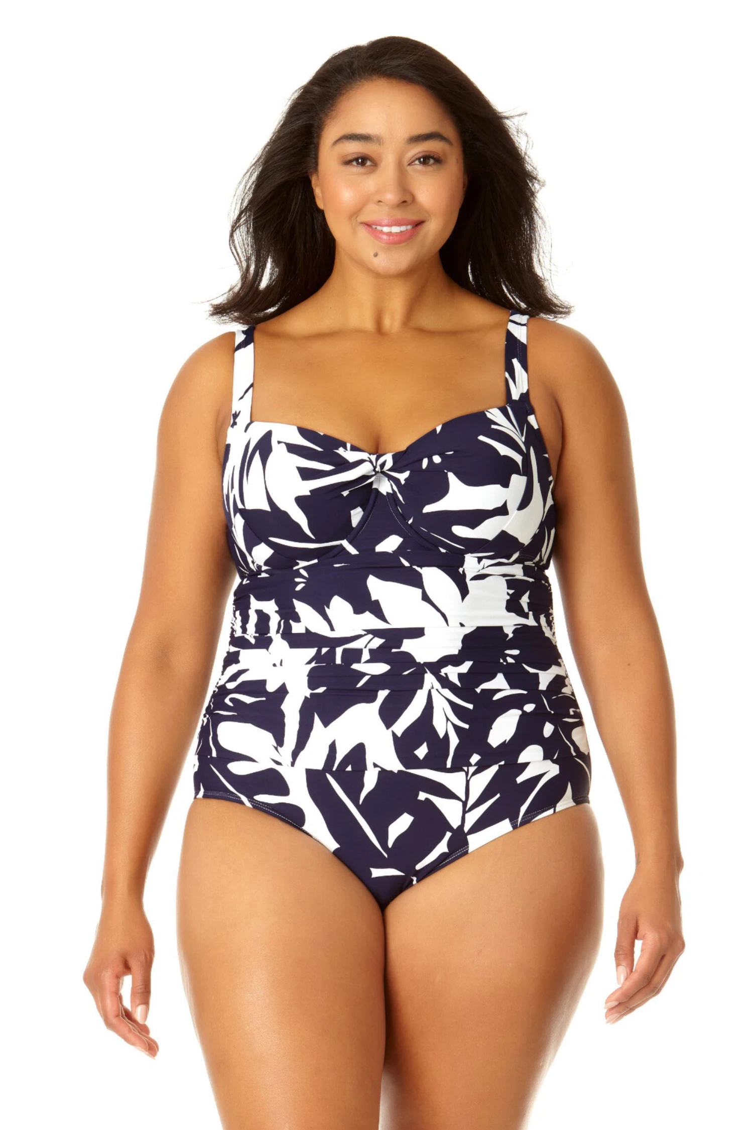 Anne Cole Plus - Women's Retro Twist Front Shirred One Piece Swimsuit 3 Anne Cole Plus - Women's Retro Twist Front Shirred One Piece Swimsuit