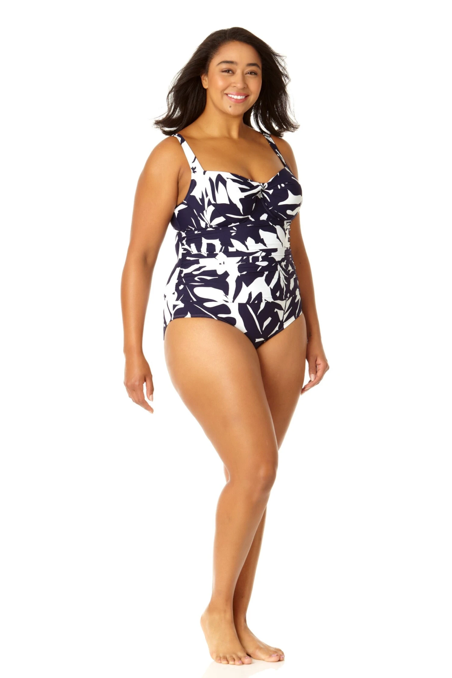 Anne Cole Plus - Women's Retro Twist Front Shirred One Piece Swimsuit 5 Anne Cole Plus - Women's Retro Twist Front Shirred One Piece Swimsuit - Image 3