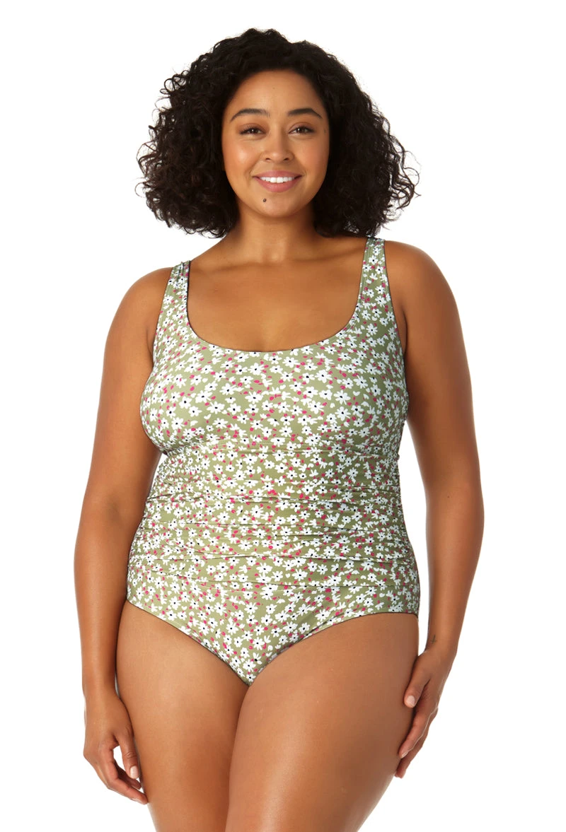 Anne Cole Plus - Women's Scoop Neck Shirred One Piece Swimsuit 3 Anne Cole Plus - Women's Scoop Neck Shirred One Piece Swimsuit