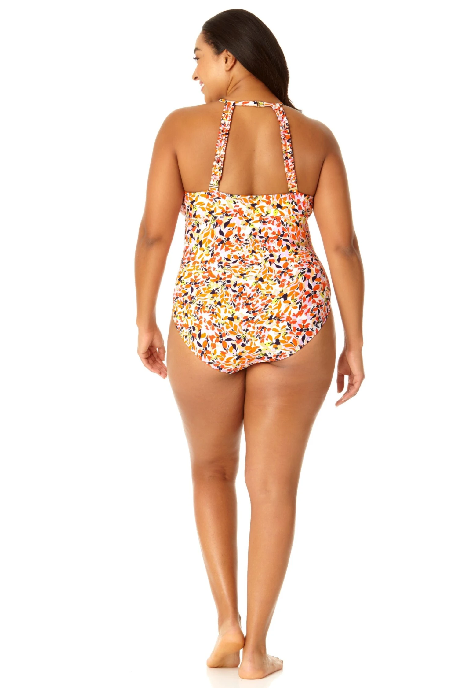 Anne Cole Plus - Women's High Neck With Ruffled Straps One Piece Swimsuit 7 Anne Cole Plus - Women's High Neck With Ruffled Straps One Piece Swimsuit - Image 5