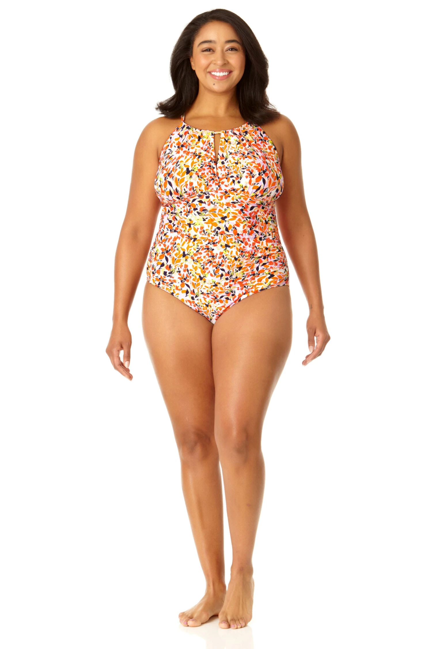 Anne Cole Plus - Women's High Neck With Ruffled Straps One Piece Swimsuit 6 Anne Cole Plus - Women's High Neck With Ruffled Straps One Piece Swimsuit - Image 4