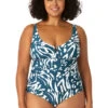 Anne Cole Plus - Women's V-Wire One Piece Swimsuit -One-Pieces Store 23PO07057 BLWH 0704 FRONT