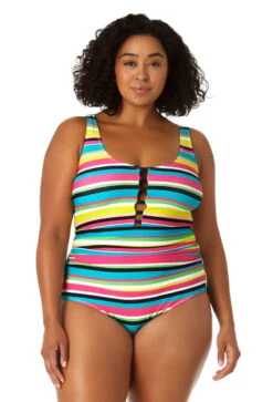 Anne Cole Plus - Women's Center Tab Over The Shoulder One Piece Swimsuit