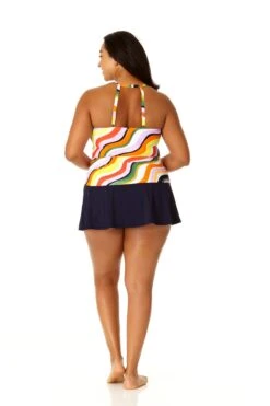 Anne Cole Plus - Women's High Neck Tankini Top -One-Pieces Store 23PT20622 MULT MYPB41401 NAVY 540 5