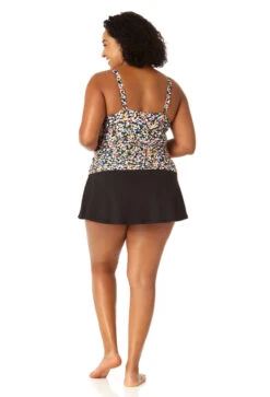 Anne Cole Plus - Women's Twist Front Underwire Tankini Swim Top -One-Pieces Store 23PT23370 MULT MYMB41401 BLK 2661