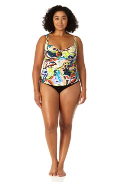Anne Cole Plus - Women's Retro Twist Front Underwire Tankini Swim Top 13 Anne Cole Plus - Women's Retro Twist Front Underwire Tankini Swim Top -One-Pieces Store 23PT23461 MULT MYMB36001 BLK 0970