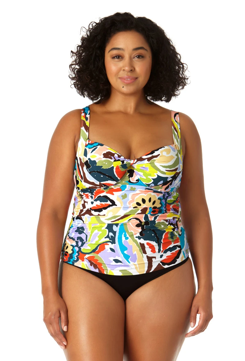 Anne Cole Plus - Women's Retro Twist Front Underwire Tankini Swim Top 3 Anne Cole Plus - Women's Retro Twist Front Underwire Tankini Swim Top