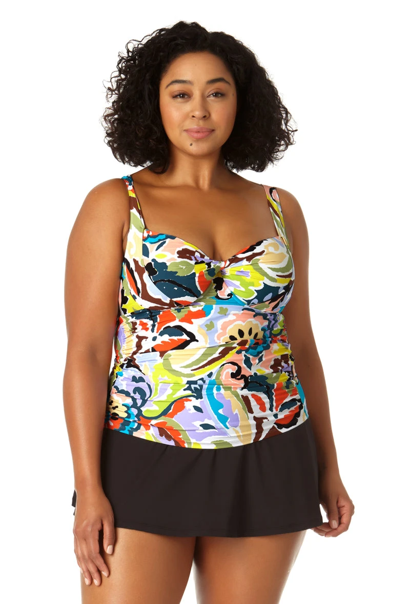 Anne Cole Plus - Women's Retro Twist Front Underwire Tankini Swim Top 5 Anne Cole Plus - Women's Retro Twist Front Underwire Tankini Swim Top - Image 3