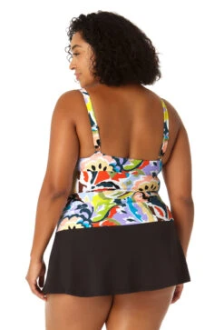 Anne Cole Plus - Women's Retro Twist Front Underwire Tankini Swim Top 15 Anne Cole Plus - Women's Retro Twist Front Underwire Tankini Swim Top -One-Pieces Store 23PT23461 MULT MYMB41401 BLK 1063 BACK