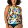 Anne Cole Plus - Women's Front Wrap High Neck Keyhole Tankini Swim Top