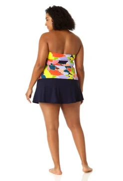 Anne Cole Plus - Women's Twist Front Bandeaukini Swim Top -One-Pieces Store 23PT25050 MULT MYMB41401 NAVY 0200