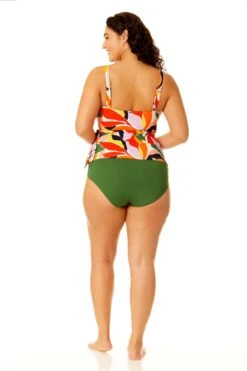 Anne Cole Plus - Women's Asymmetrical Side Tie Tankini Swim Top -One-Pieces Store 23PT25310 MULT MYPB36001 NAVY 695 2