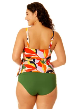 Anne Cole Plus - Women's Asymmetrical Side Tie Tankini Swim Top -One-Pieces Store 23PT25310 MULT MYPB36001 NAVY 695 3