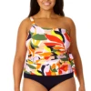 Anne Cole Plus - Women's Asymmetrical Side Tie Tankini Swim Top 1 Anne Cole Plus - Women's Asymmetrical Side Tie Tankini Swim Top -One-Pieces Store 23PT25310 MULT MYPB36001 NAVY 695 4