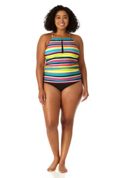 Anne Cole Plus - Women's Center Tab High Neck Tankini Swim Top 10 Anne Cole Plus - Women's Center Tab High Neck Tankini Swim Top -One-Pieces Store 23PT29584 MULT MYMB36001 BLK 1861