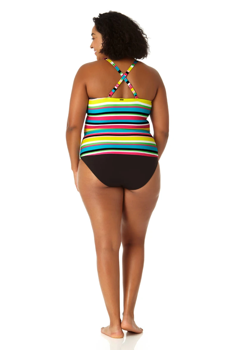 Anne Cole Plus - Women's Center Tab High Neck Tankini Swim Top 8 Anne Cole Plus - Women's Center Tab High Neck Tankini Swim Top - Image 6