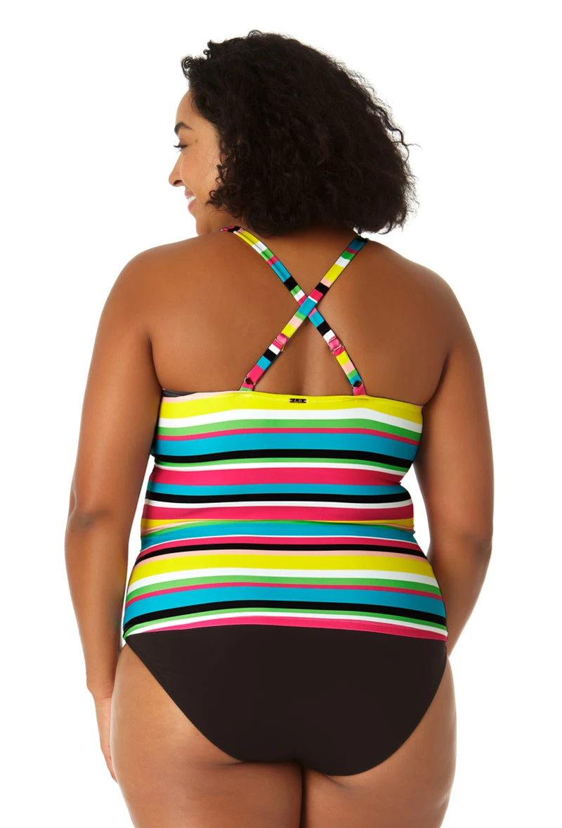 Anne Cole Plus - Women's Center Tab High Neck Tankini Swim Top 4 Anne Cole Plus - Women's Center Tab High Neck Tankini Swim Top - Image 2
