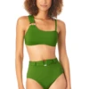 Anne Cole - Women's Asymmetrical Bandeau Bikini Swim Top -One-Pieces Store AnneCole AssymetricalBandeauBikiniSwimTop 2523 22MT10801 GRN FRONT jpg