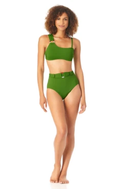 Anne Cole - Women's Asymmetrical Bandeau Bikini Swim Top -One-Pieces Store AnneCole AssymetricalBandeauBikiniSwimTop 2523 22MT10801 GRN jpg