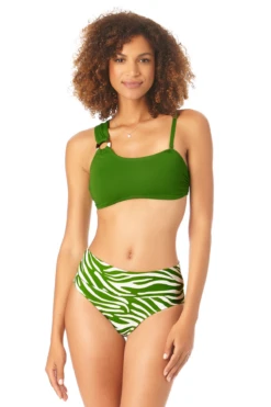 Anne Cole - Women's Asymmetrical Bandeau Bikini Swim Top -One-Pieces Store AnneCole AssymetricalBandeauBikiniSwimTop 2611 22MT10801 GRN GRWT FRONT jpg