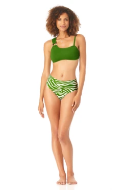 Anne Cole - Women's Asymmetrical Bandeau Bikini Swim Top -One-Pieces Store AnneCole AssymetricalBandeauBikiniSwimTop 2611 22MT10801 GRN GRWT jpg