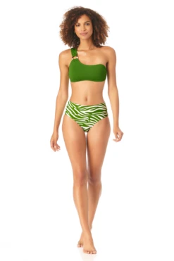 Anne Cole - Women's Asymmetrical Bandeau Bikini Swim Top -One-Pieces Store AnneCole AssymetricalBandeauBikiniSwimTop 2627 22MT10801 GRN GRWT jpg