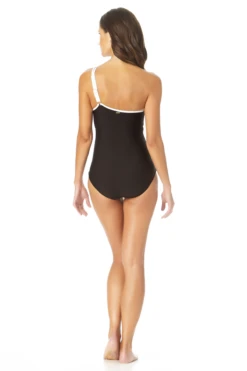 Anne Cole - Assymetrical Mesh One Piece Swimsuit -One-Pieces Store AnneCole AssymetricalMeshOnePieceSwimsuit 659 22MO07101 BKWH jpg