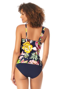 Anne Cole - Women's Assymetrical Ring Bandeau Tankini Swim Top -One-Pieces Store AnneCole AssymetricalRingBandeauTankiniSwimTop 1528 22MT22861 NAVY Back jpg