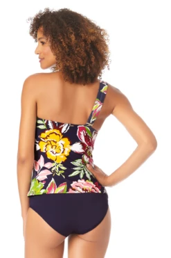 Anne Cole - Women's Assymetrical Ring Bandeau Tankini Swim Top -One-Pieces Store AnneCole AssymetricalRingBandeauTankiniSwimTop 1535 22MT22861 NAVY Back jpg