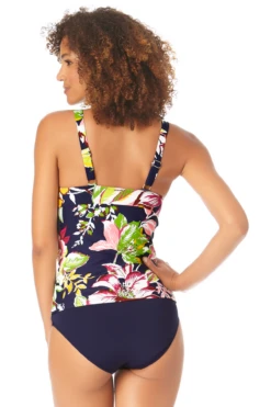 Anne Cole - Women's Twist Front Underwire Tankini Swim Top -One-Pieces Store AnneCole AssymetricalRingBandeauTankiniSwimTop 1594 22MT22961 NAVY Back jpg