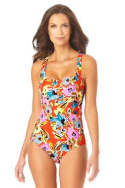 Anne Cole - Back Lace Up Bandeau One Piece Swimsuit