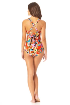 Anne Cole - Back Lace Up Bandeau One Piece Swimsuit -One-Pieces Store AnneCole BackLaceUpBandeauOnePieceSwimsuit 301 22MO06574 MULT jpg